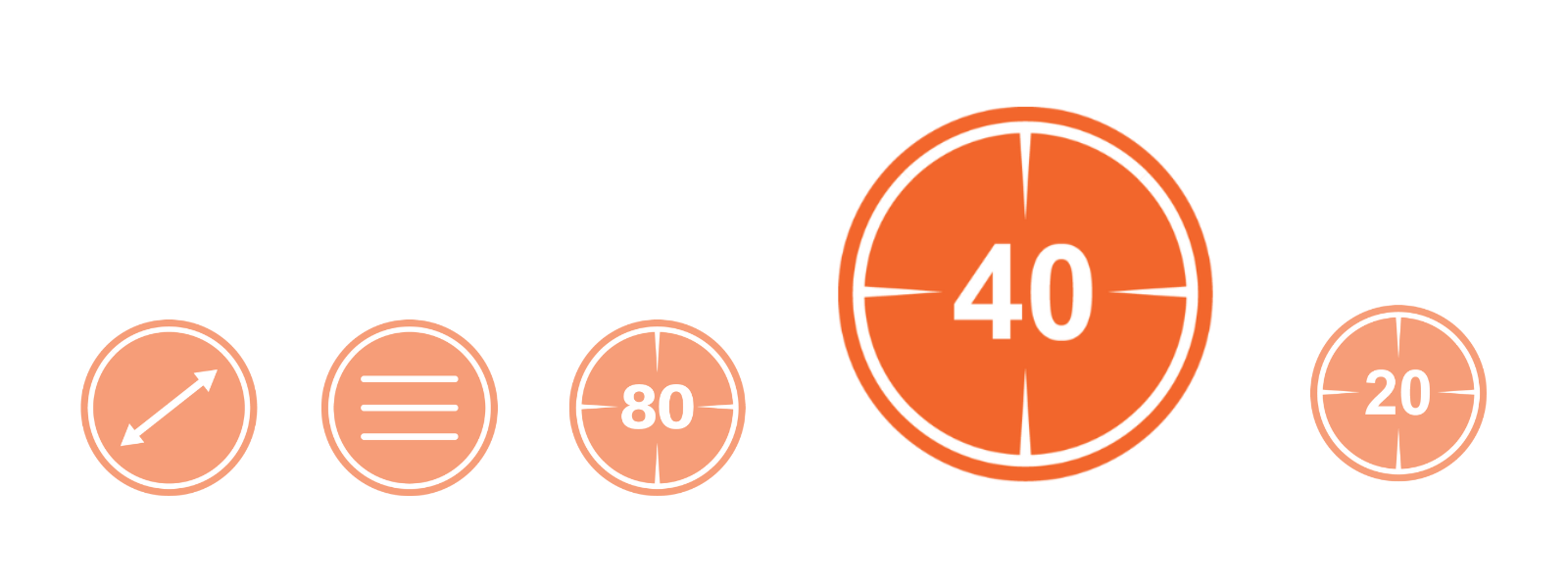 Overview of round orange whisper icon 40